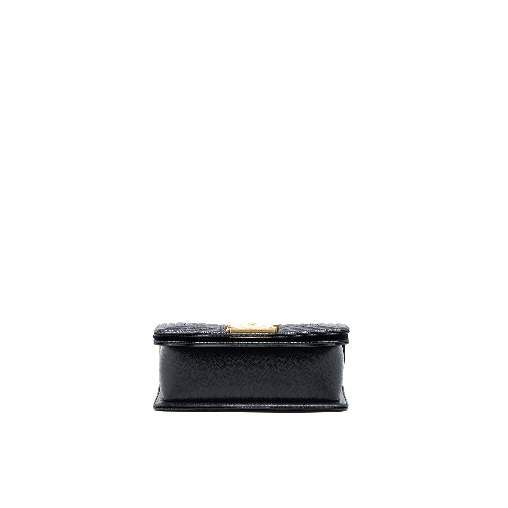 Chanel Small Boy Bag Caviar Black With Brushed (Microchip)