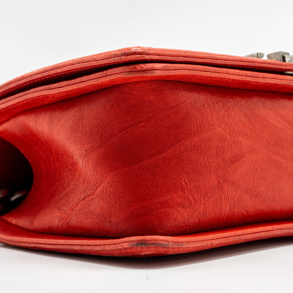 Chanel Medium Boy bag lambskin red ruthenium