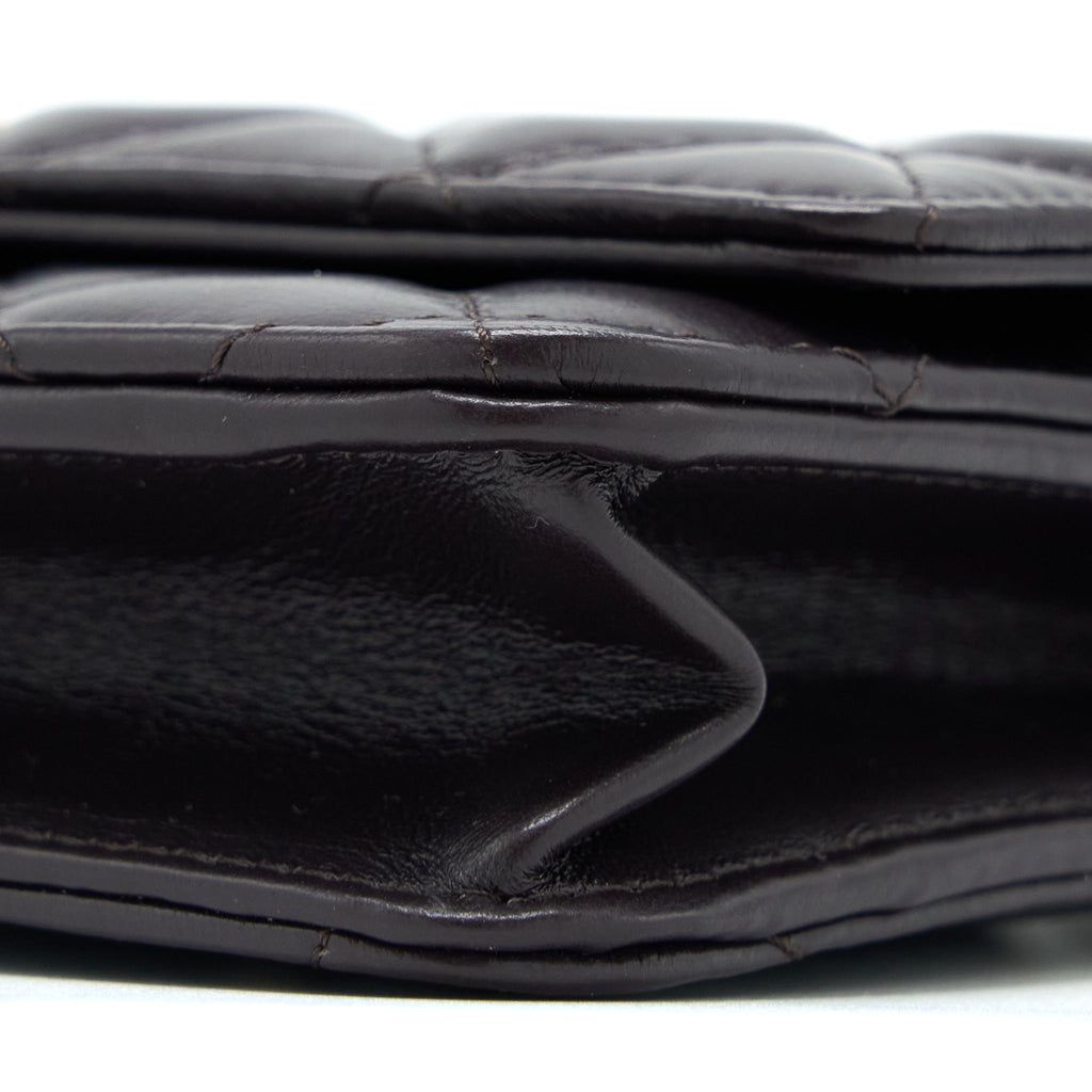 Chanel Gold Pillar Wallet On Chain Lambskin Dark Brown Brushed (Microchip)