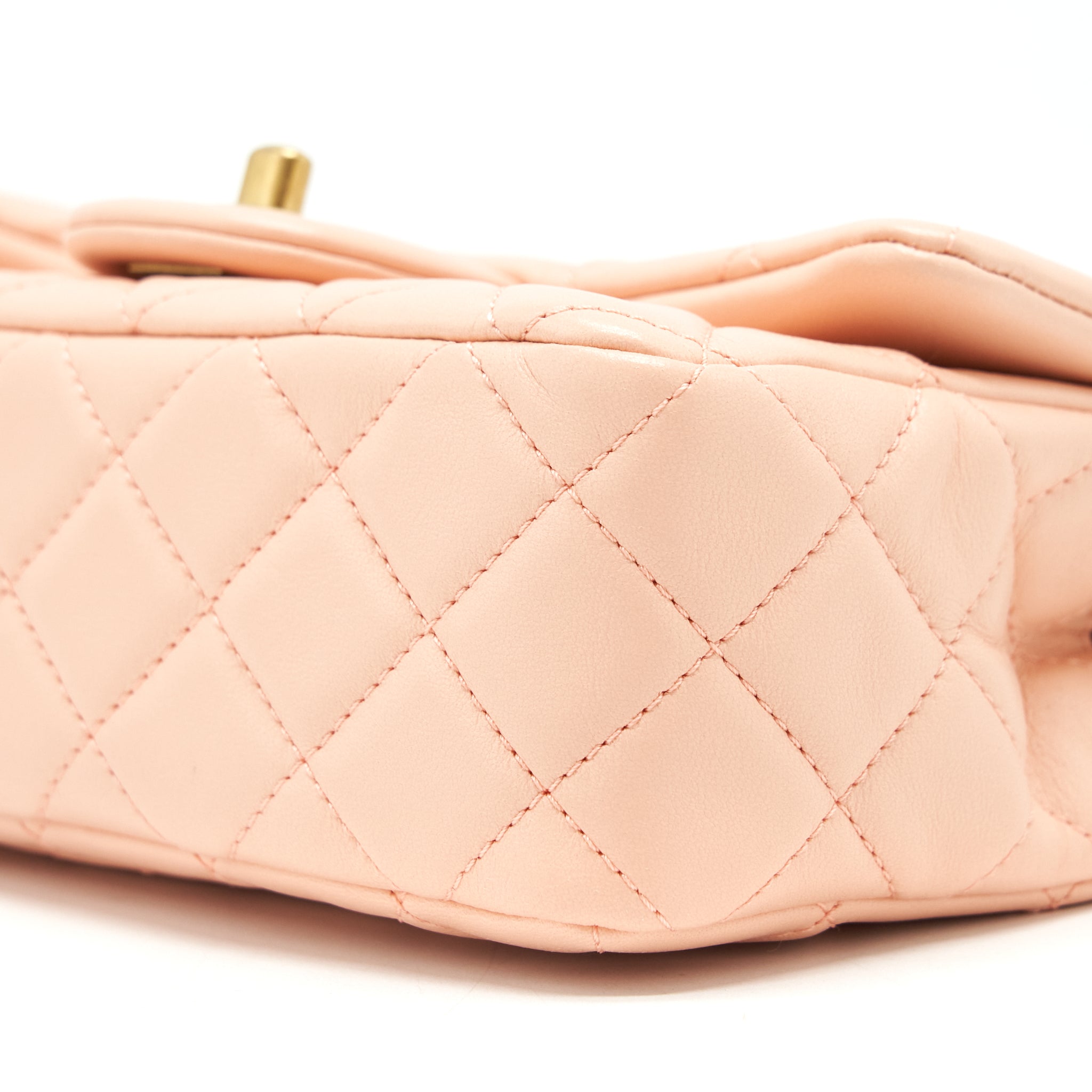 Chanel 22C Pearl Crush Mini Rectangular Flap Bag Lambskin Light Orange / Peach