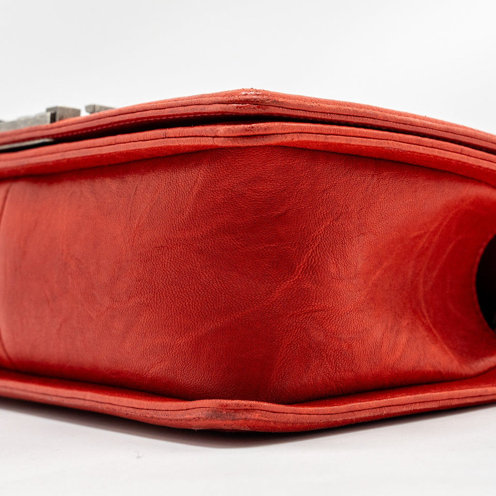 Chanel Medium Boy bag lambskin red ruthenium
