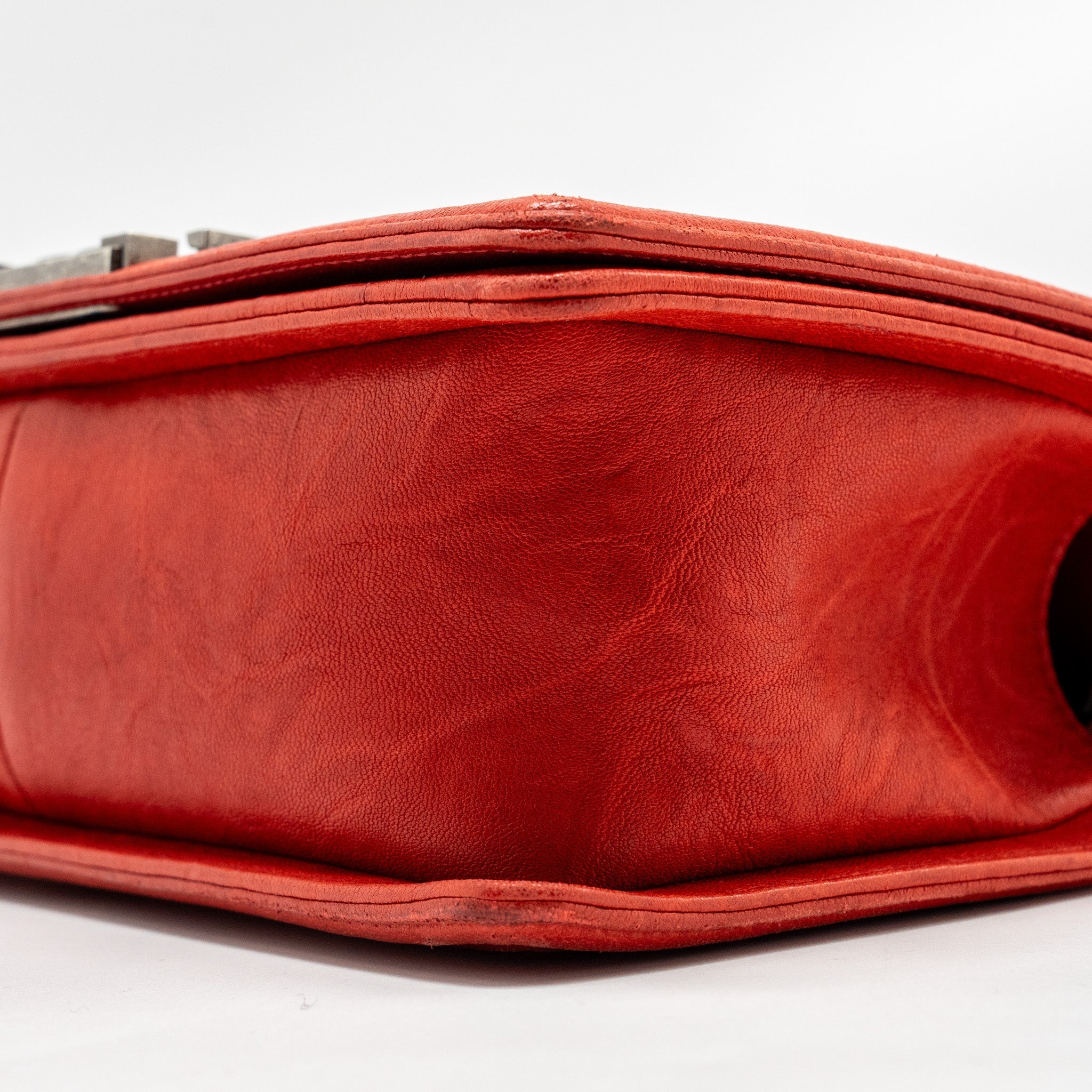 Chanel Medium Boy bag lambskin red ruthenium