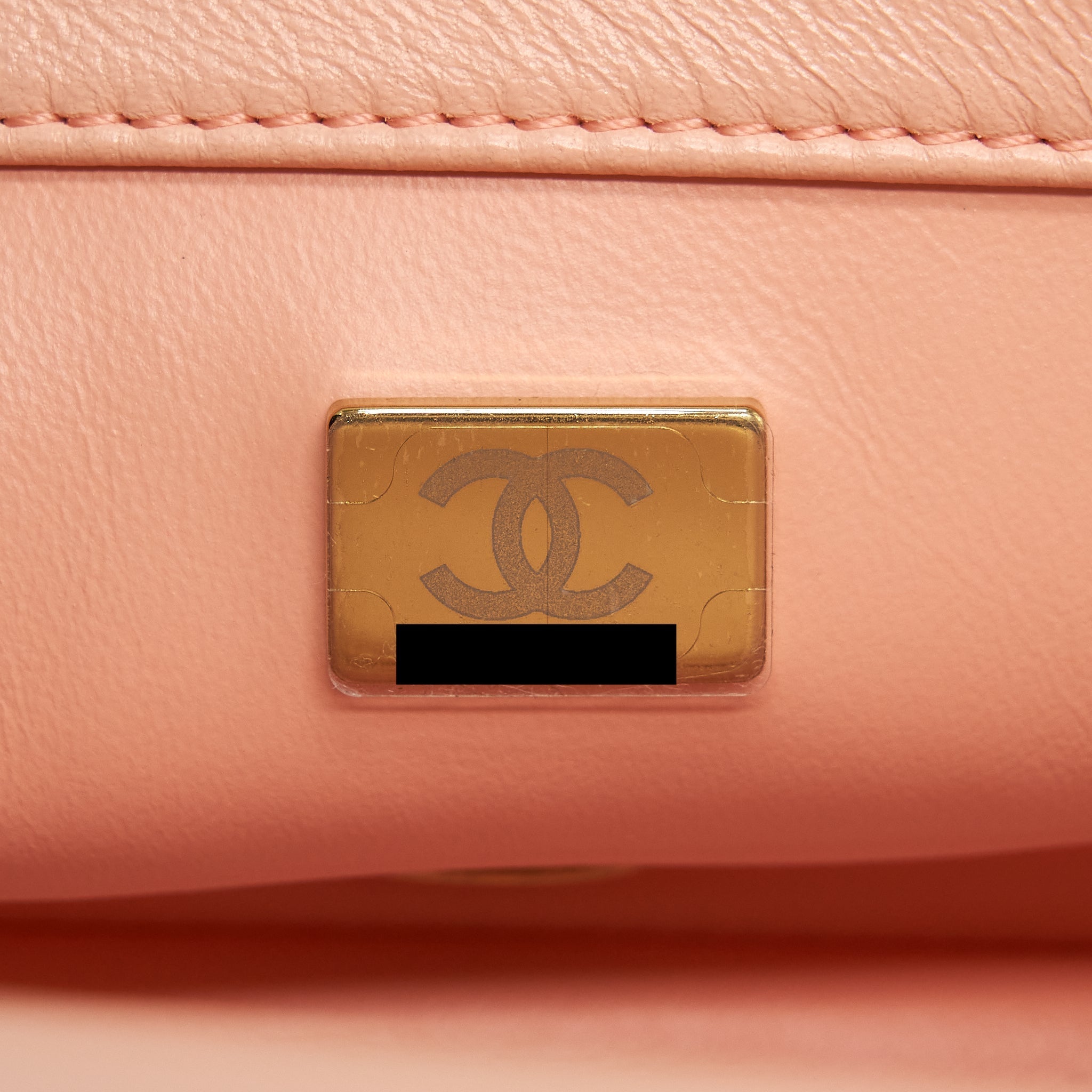 Chanel 22C Pearl Crush Mini Rectangular Flap Bag Lambskin Light Orange / Peach