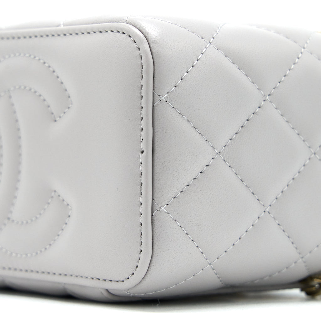 Chanel 22B Pearl Crush Long Vanity with Chain Lambskin Grey