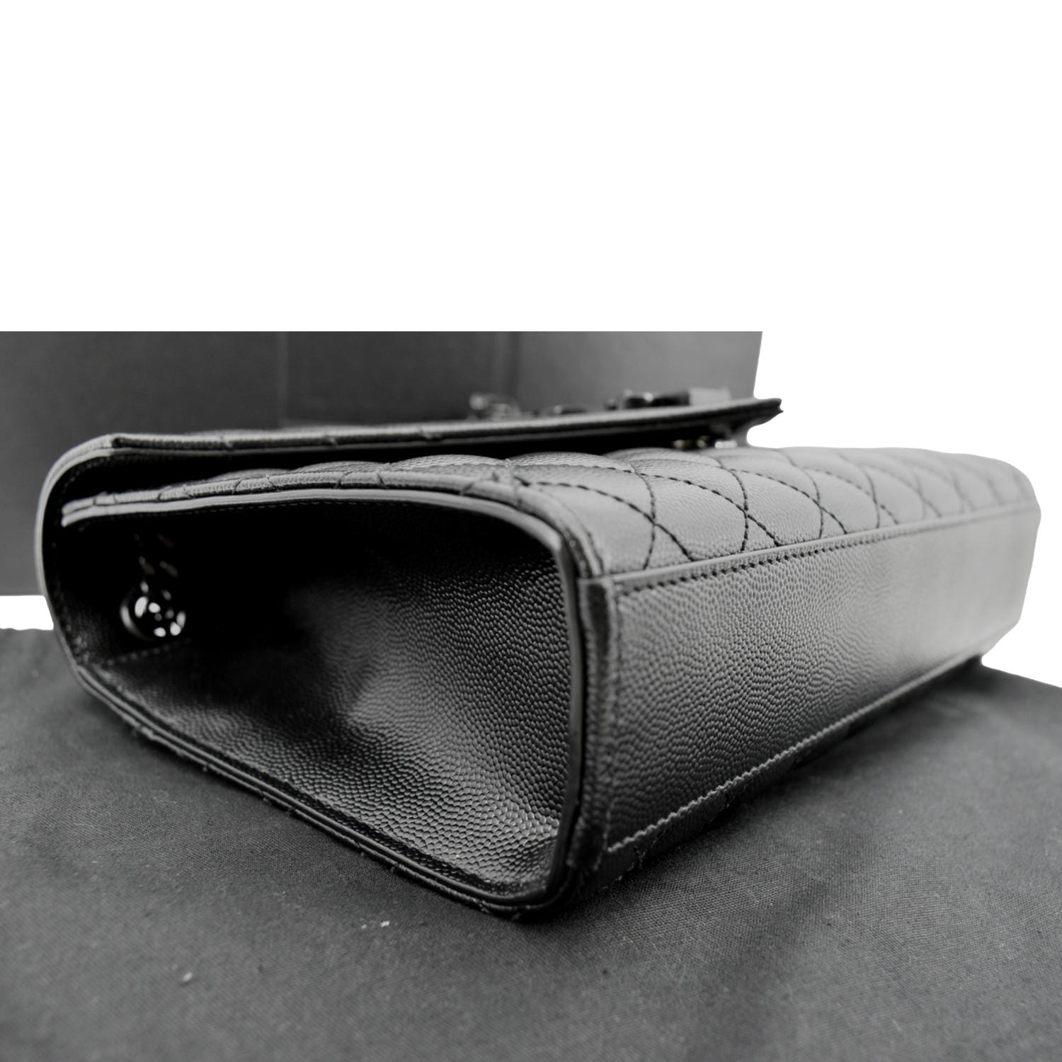 YVES SAINT LAURENT Small Envelope Matelassé Leather Shoulder Bag Black