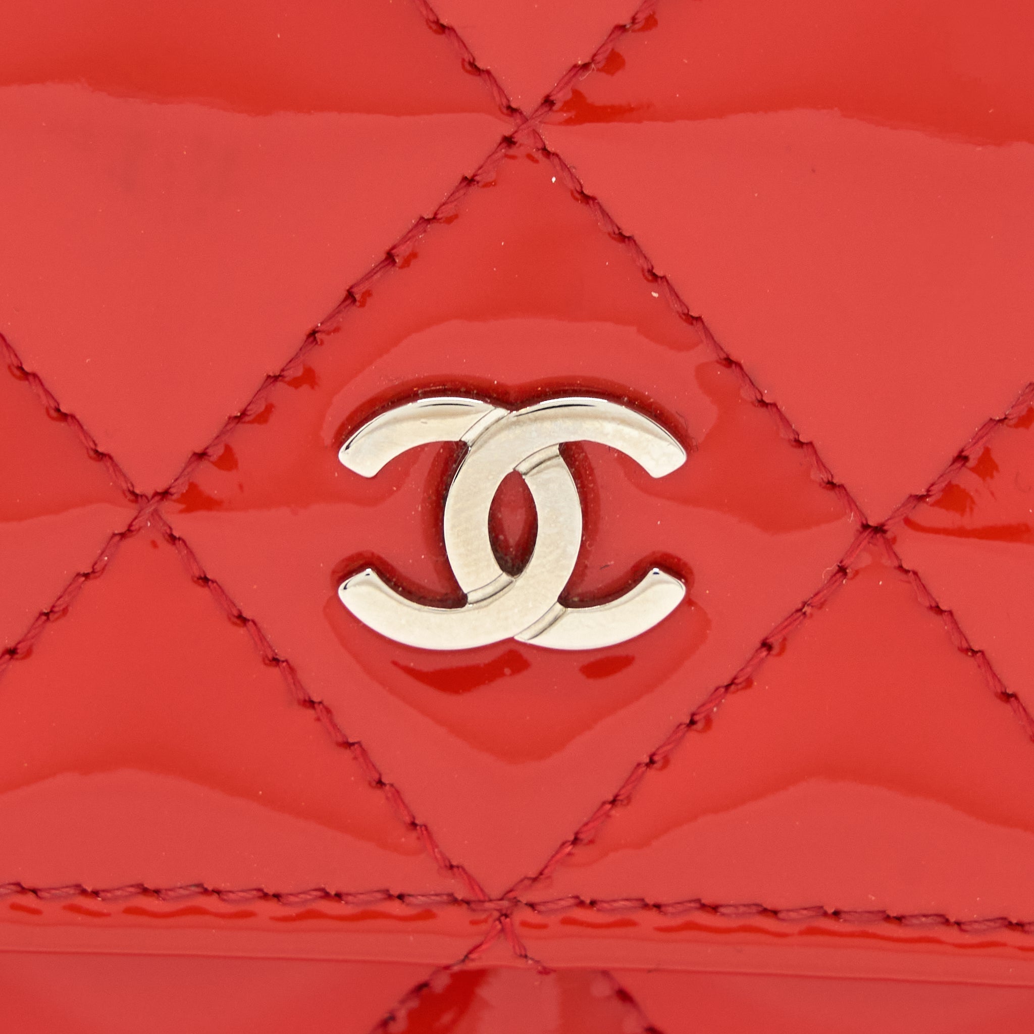 Chanel Classic Wallet On Chain Patent Red