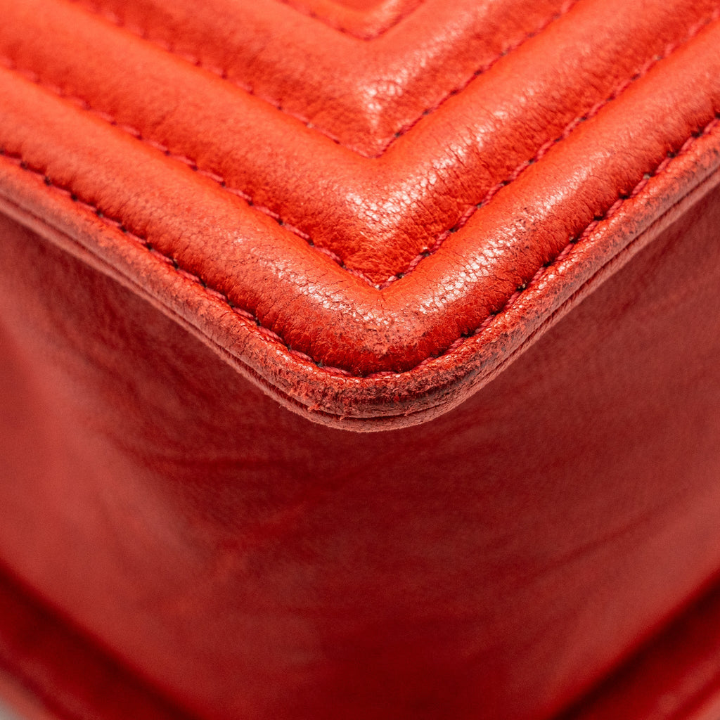 Chanel Medium Boy bag lambskin red ruthenium