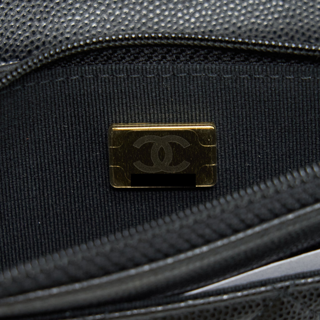 Chanel 22S Detail CC Logo Wallet On Chain Caviar Black L