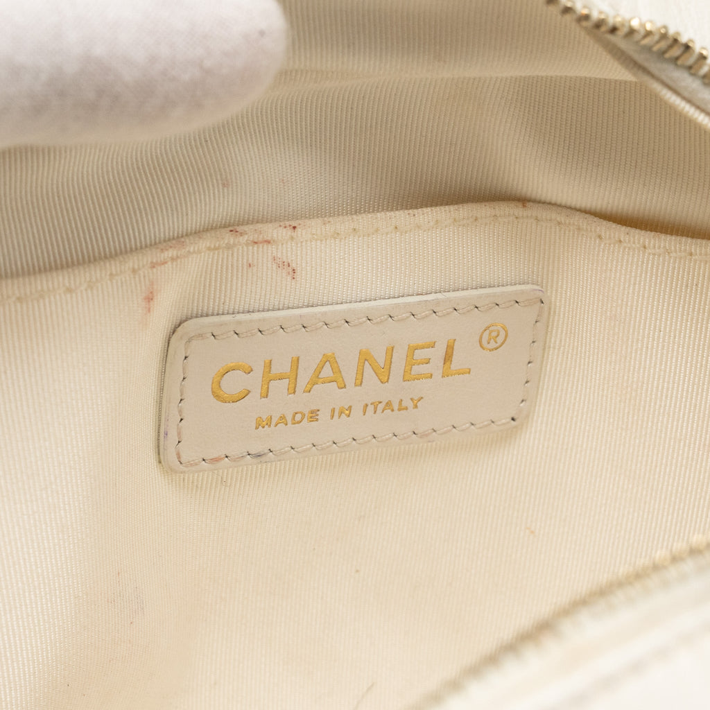 Chanel Mini Camera Bag with Chain Calfskin White L