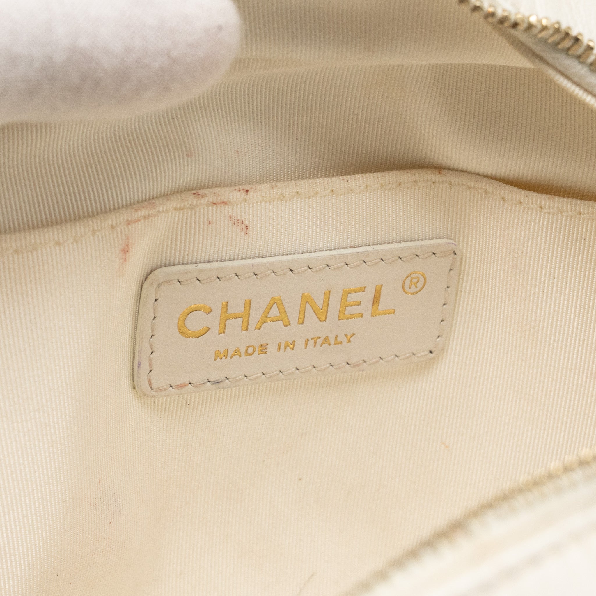 Chanel Mini Camera Bag with Chain Calfskin White L