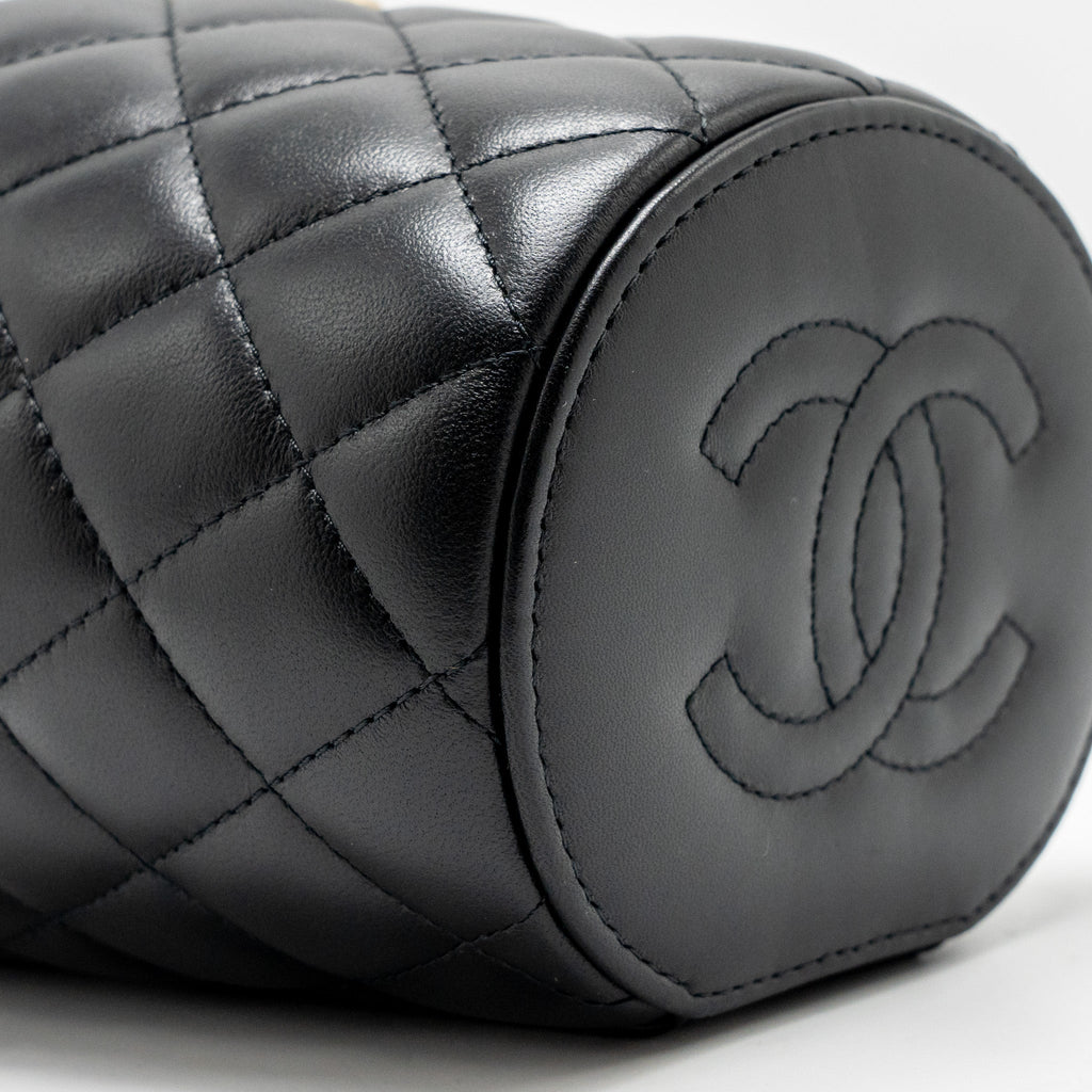 CHANEL Afternoon Tea Top Handle Vanity Case With Chain Lambskin Black  (Microchip)