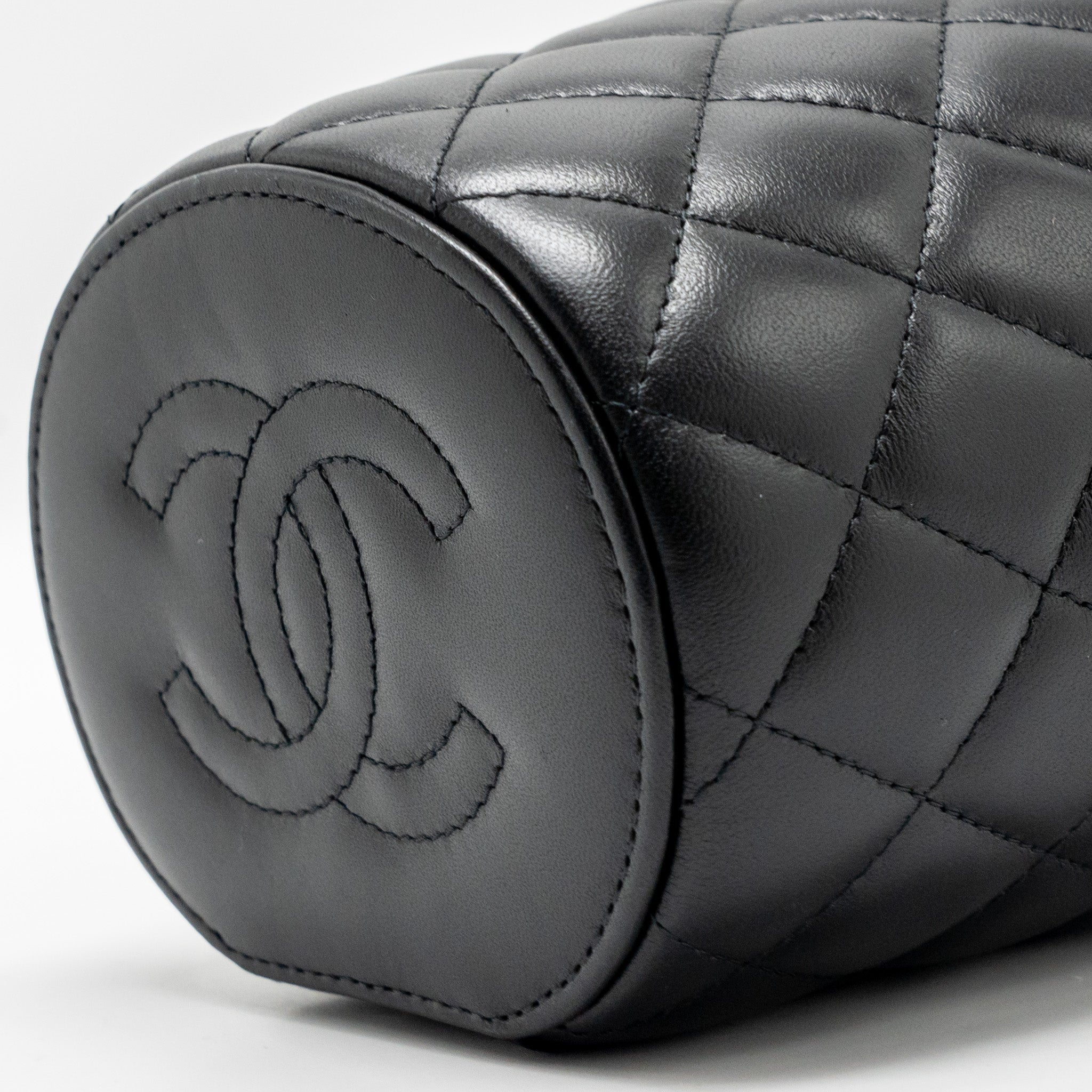 CHANEL Afternoon Tea Top Handle Vanity Case With Chain Lambskin Black  (Microchip)