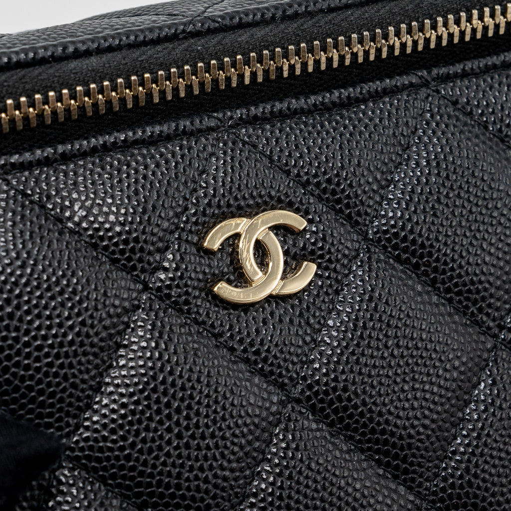 Chanel Long Vanity Case Caviar Black L