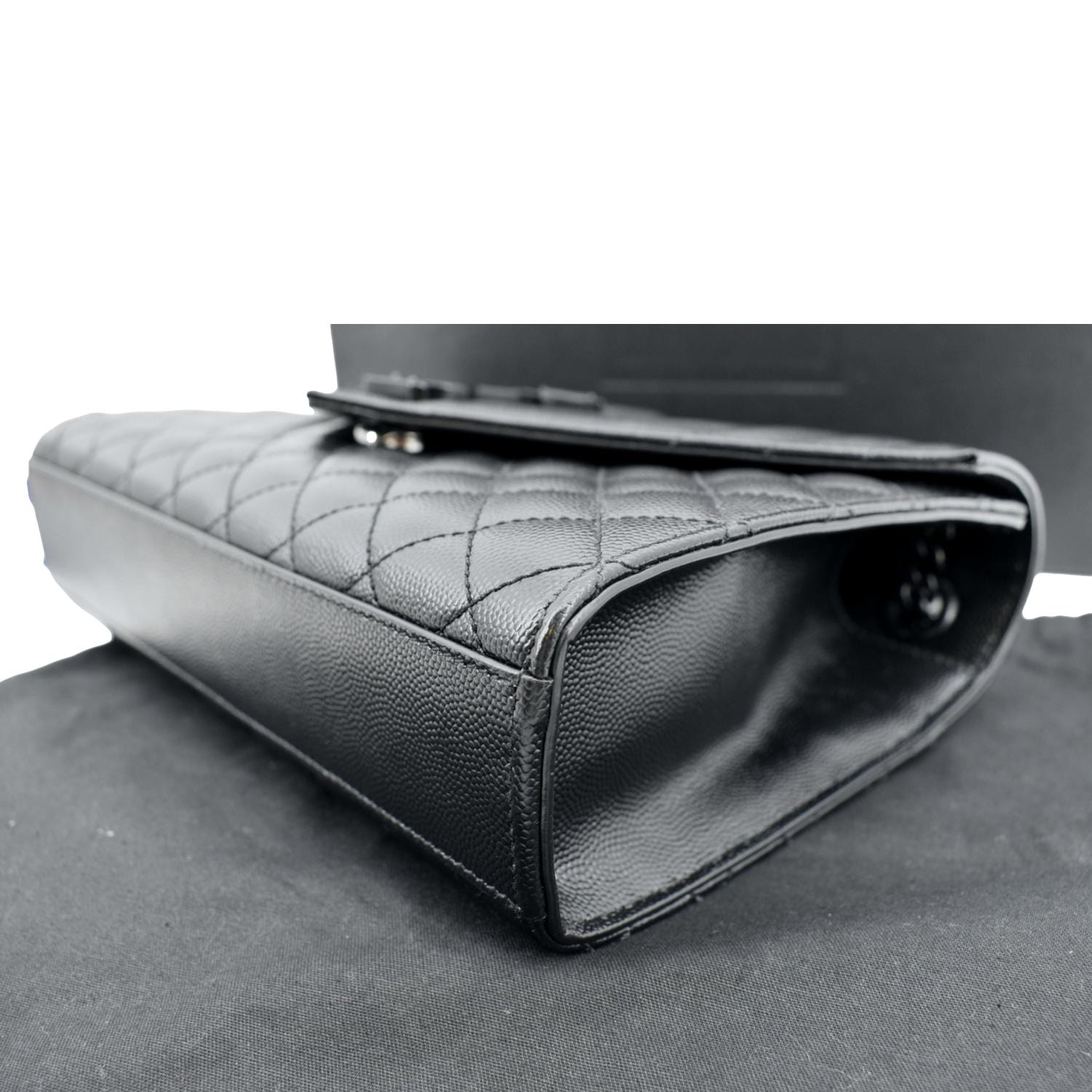 YVES SAINT LAURENT Small Envelope Matelassé Leather Shoulder Bag Black