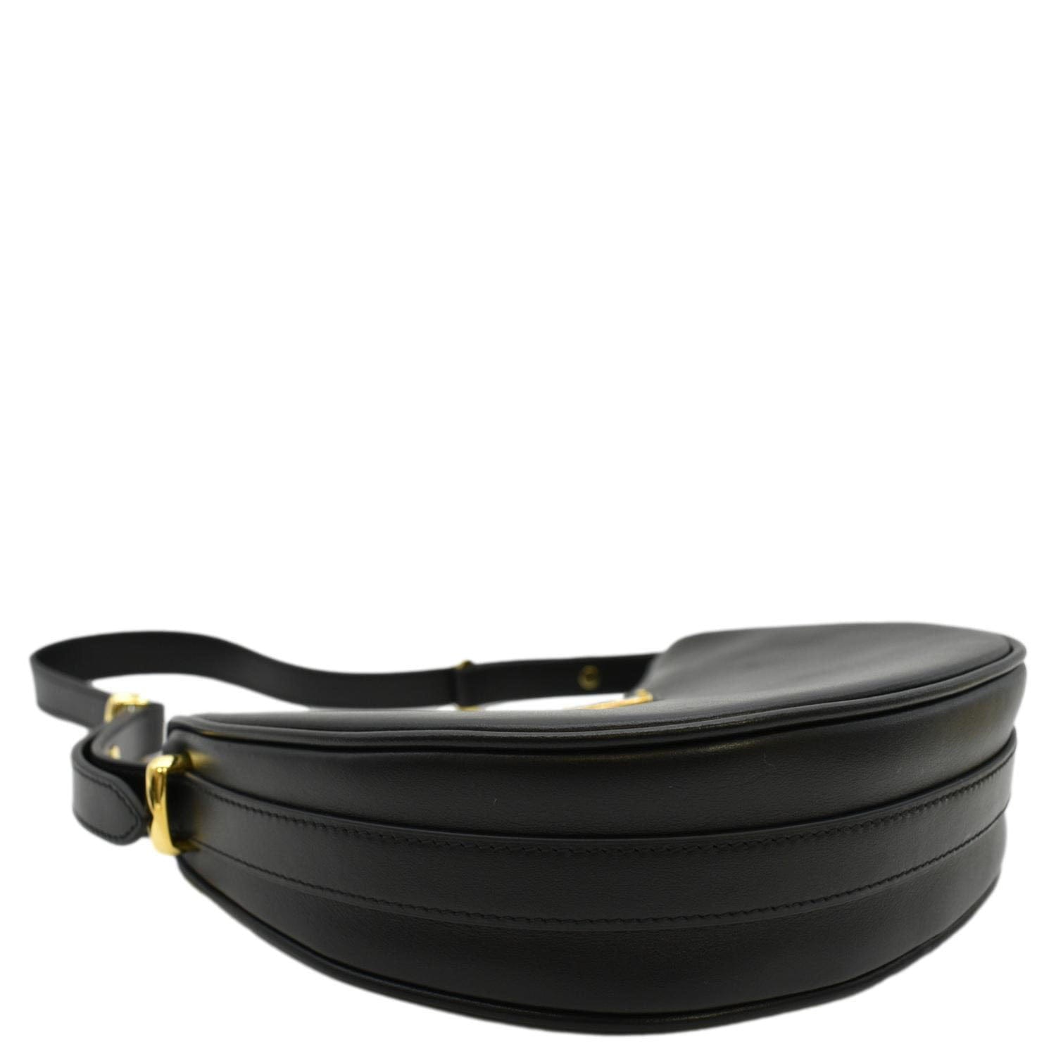 PRADA Arque Leather Shoulder Bag Black