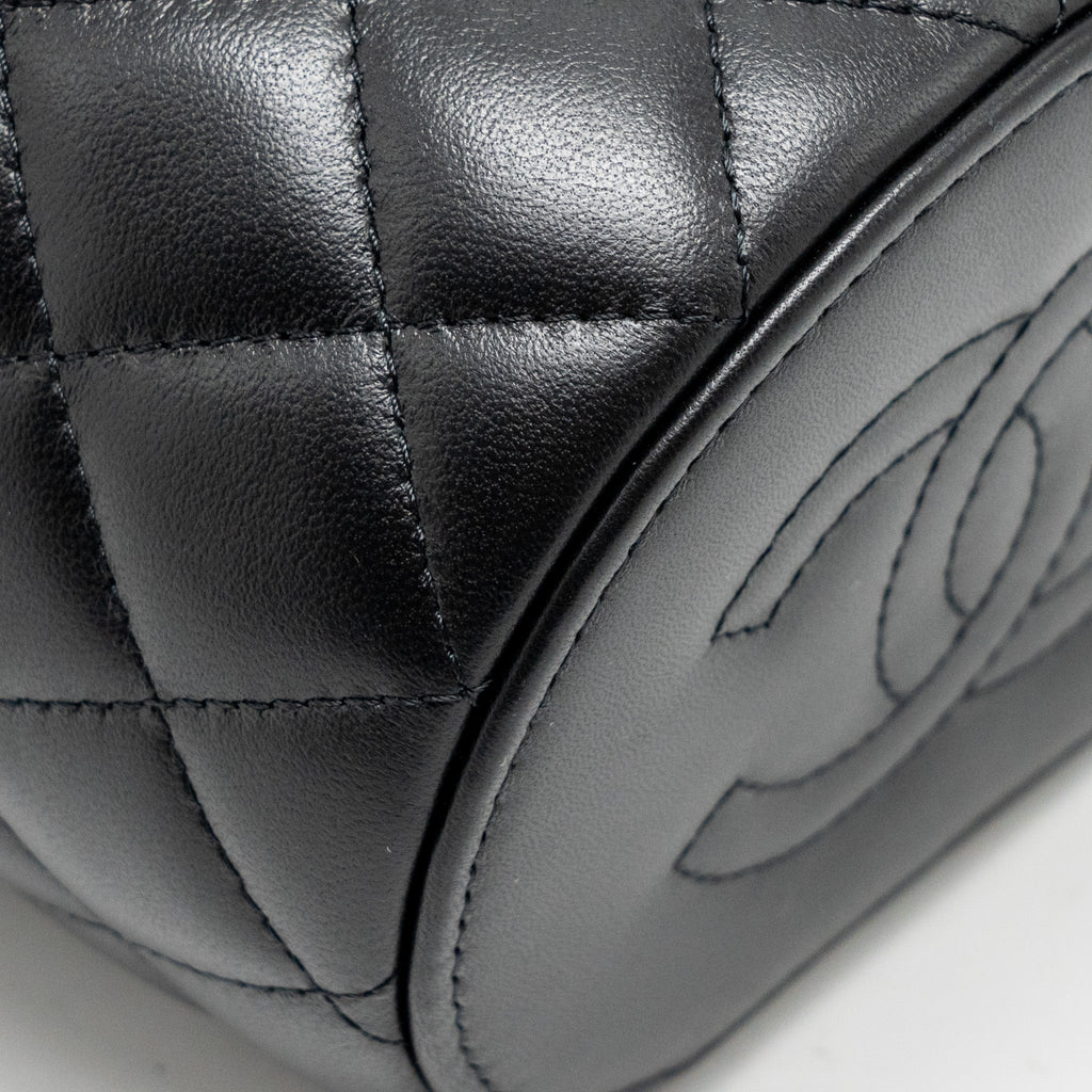 CHANEL Afternoon Tea Top Handle Vanity Case With Chain Lambskin Black  (Microchip)