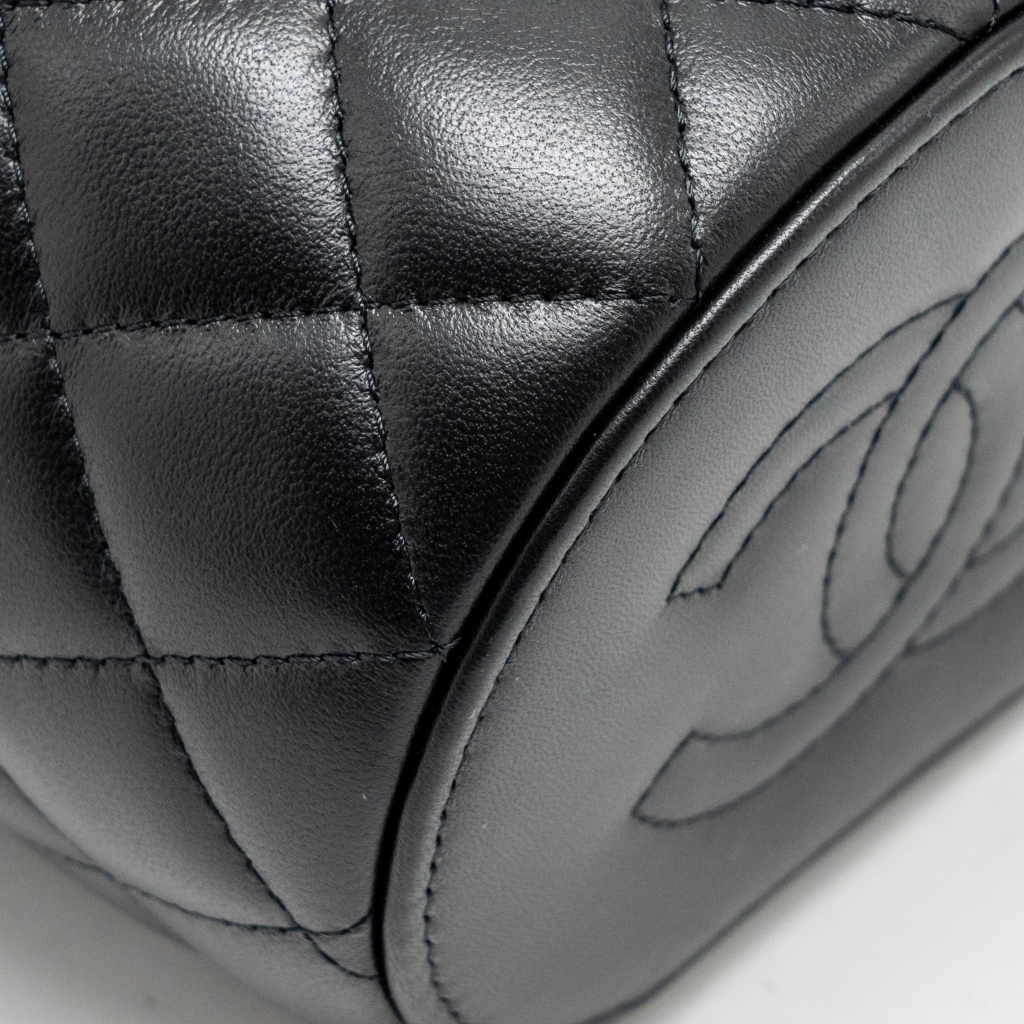 CHANEL Afternoon Tea Top Handle Vanity Case With Chain Lambskin Black  (Microchip)