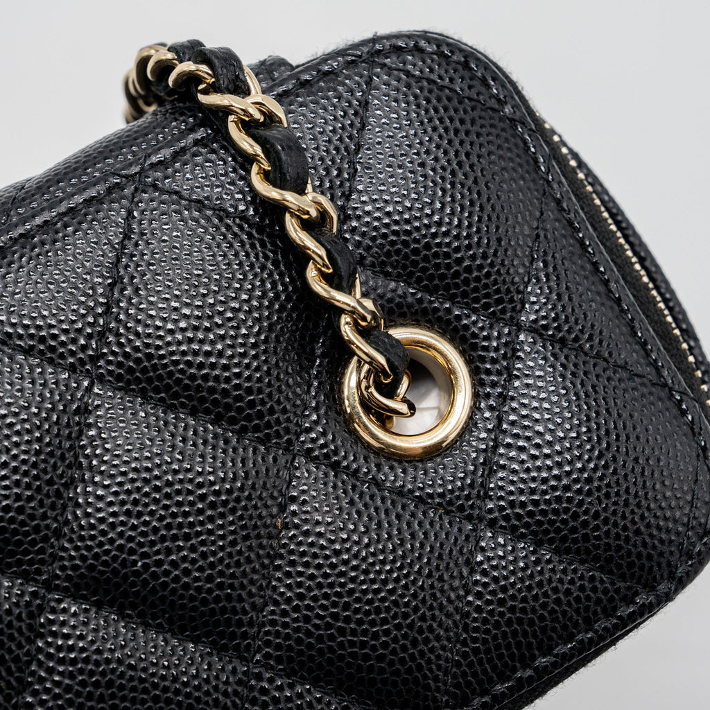 Chanel Long Vanity Case Caviar Black L