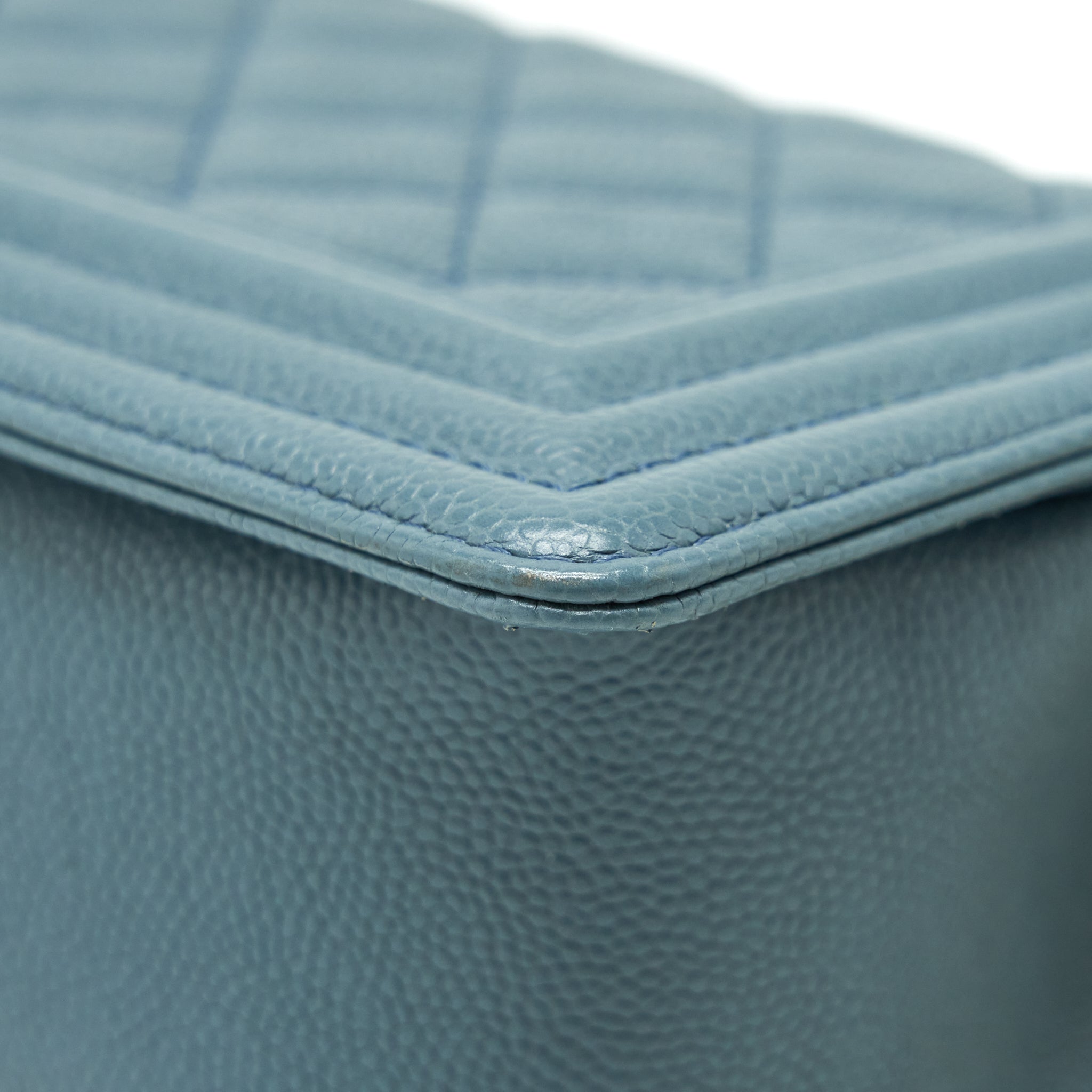 Chanel Small Boy Bag Caviar Greyish Blue Brushed