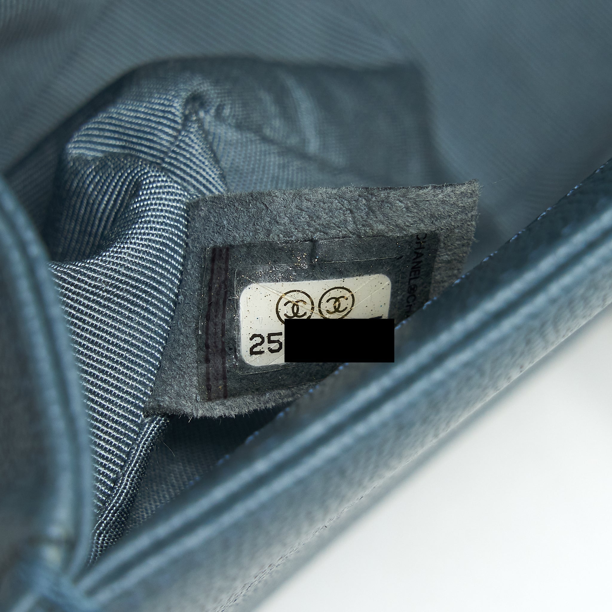 Chanel Small Boy Bag Caviar Greyish Blue Brushed