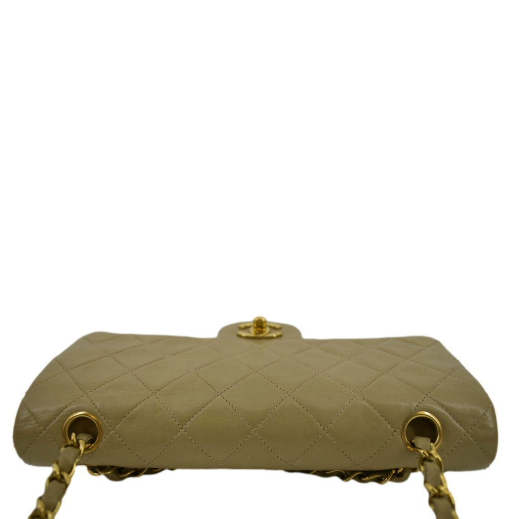 CHANEL Classic Double Flap Leather Shoulder Bag Taupe