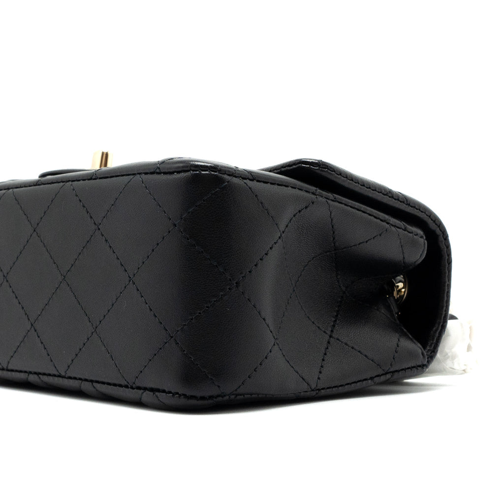 Chanel Mini Rectangular Flap Bag Lambskin Black L (Microchip)