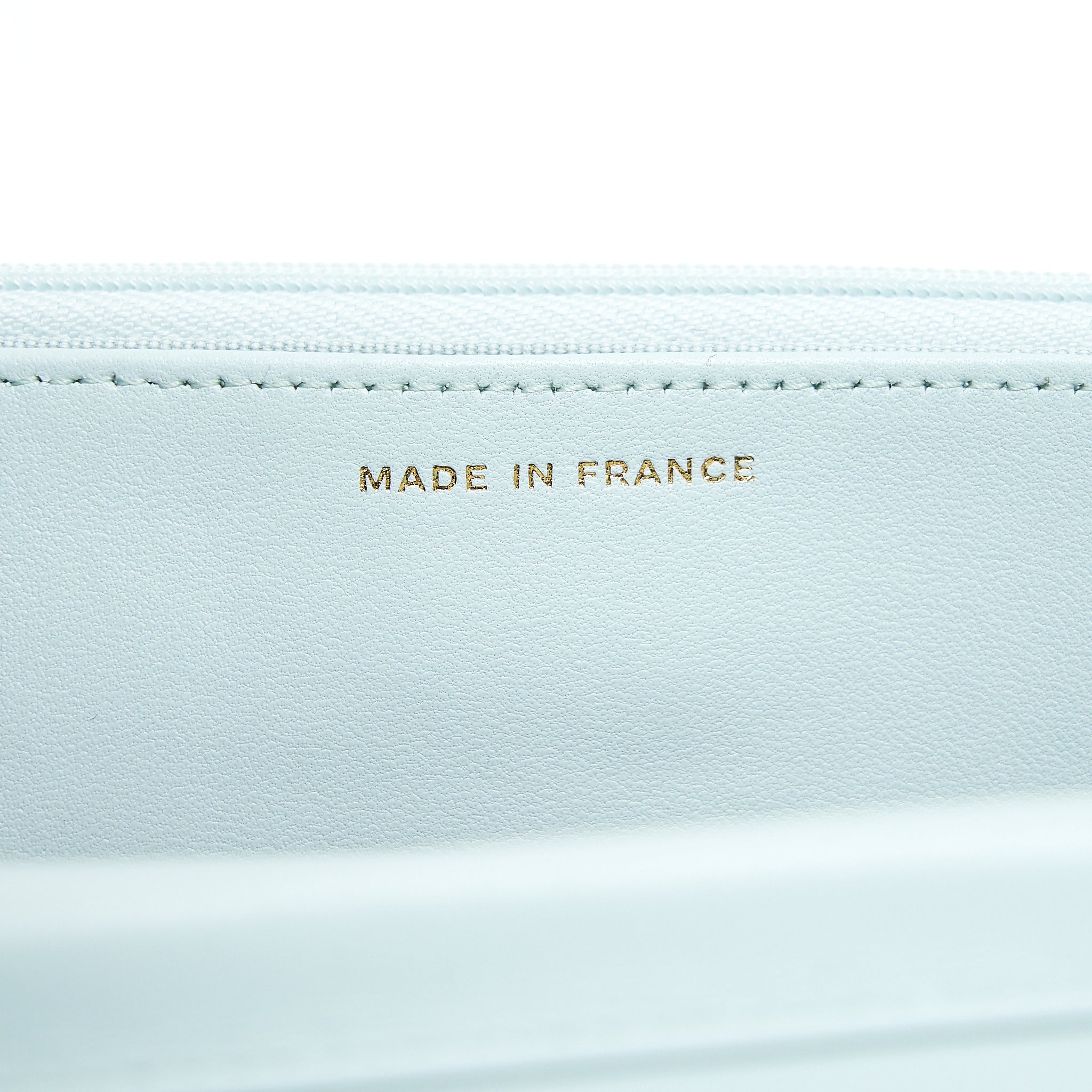 Chanel Ribbon Wallet on chain lambskin light blue L