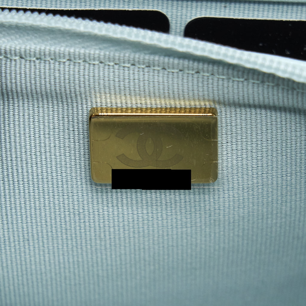 Chanel Ribbon Wallet on chain lambskin light blue L