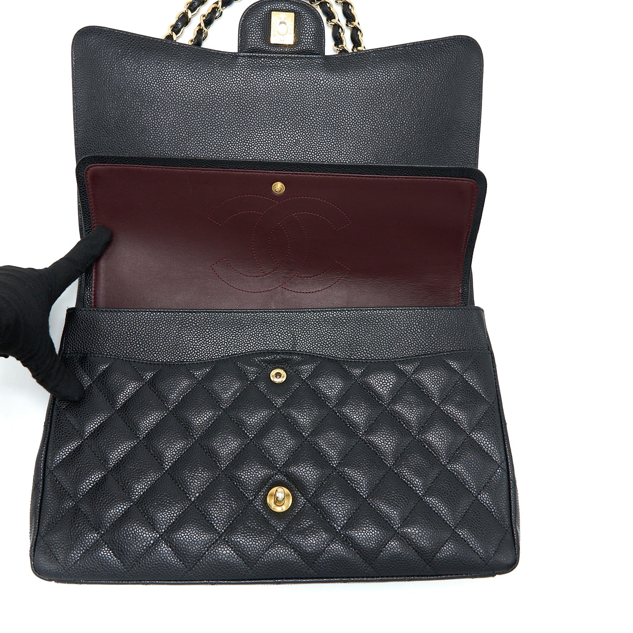 Chanel Maxi Classic Double Flap Bag Caviar Black