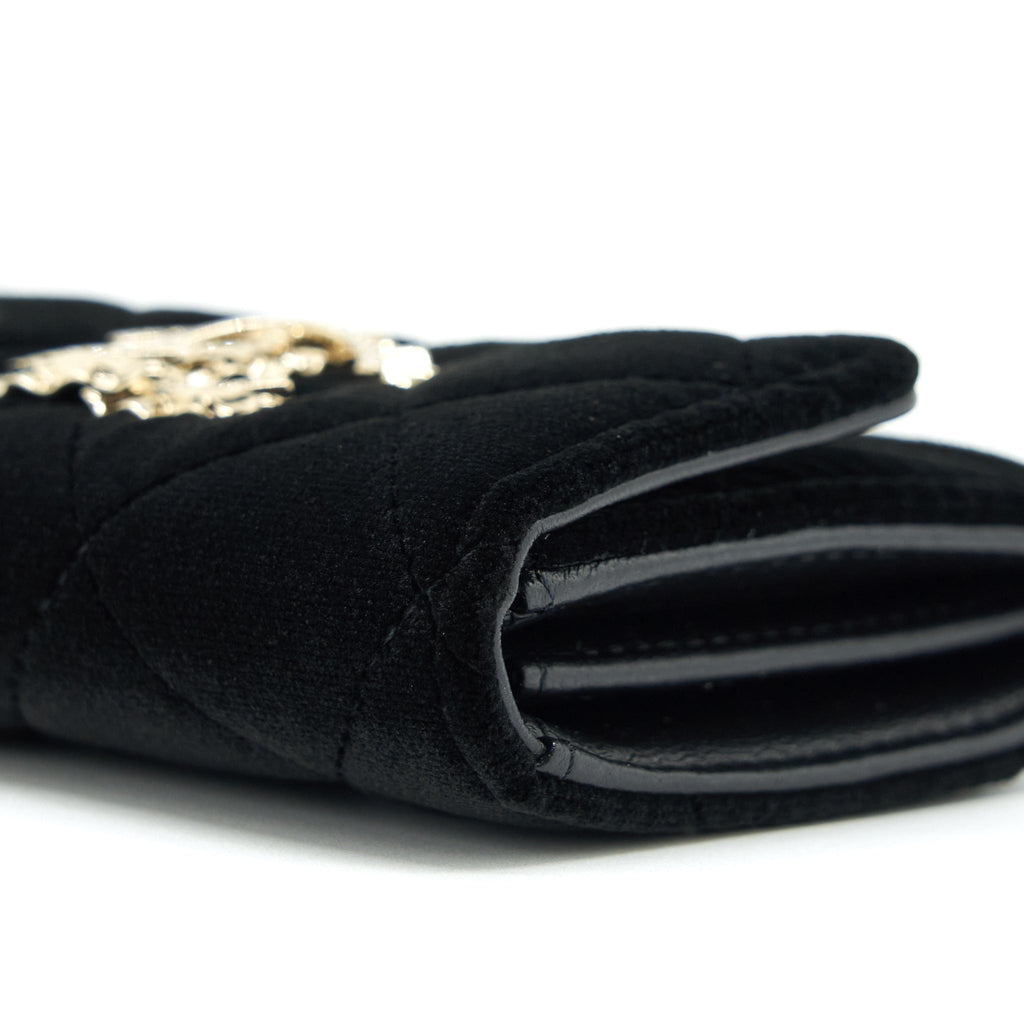 Chanel Small Flap Wallet Velvet Black L