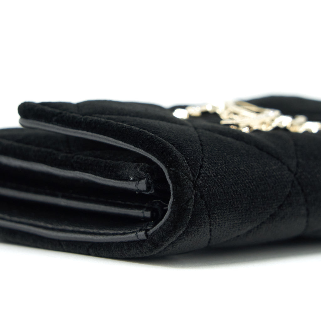 Chanel Small Flap Wallet Velvet Black L