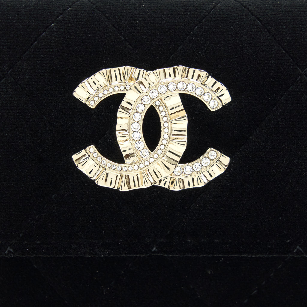 Chanel Small Flap Wallet Velvet Black L