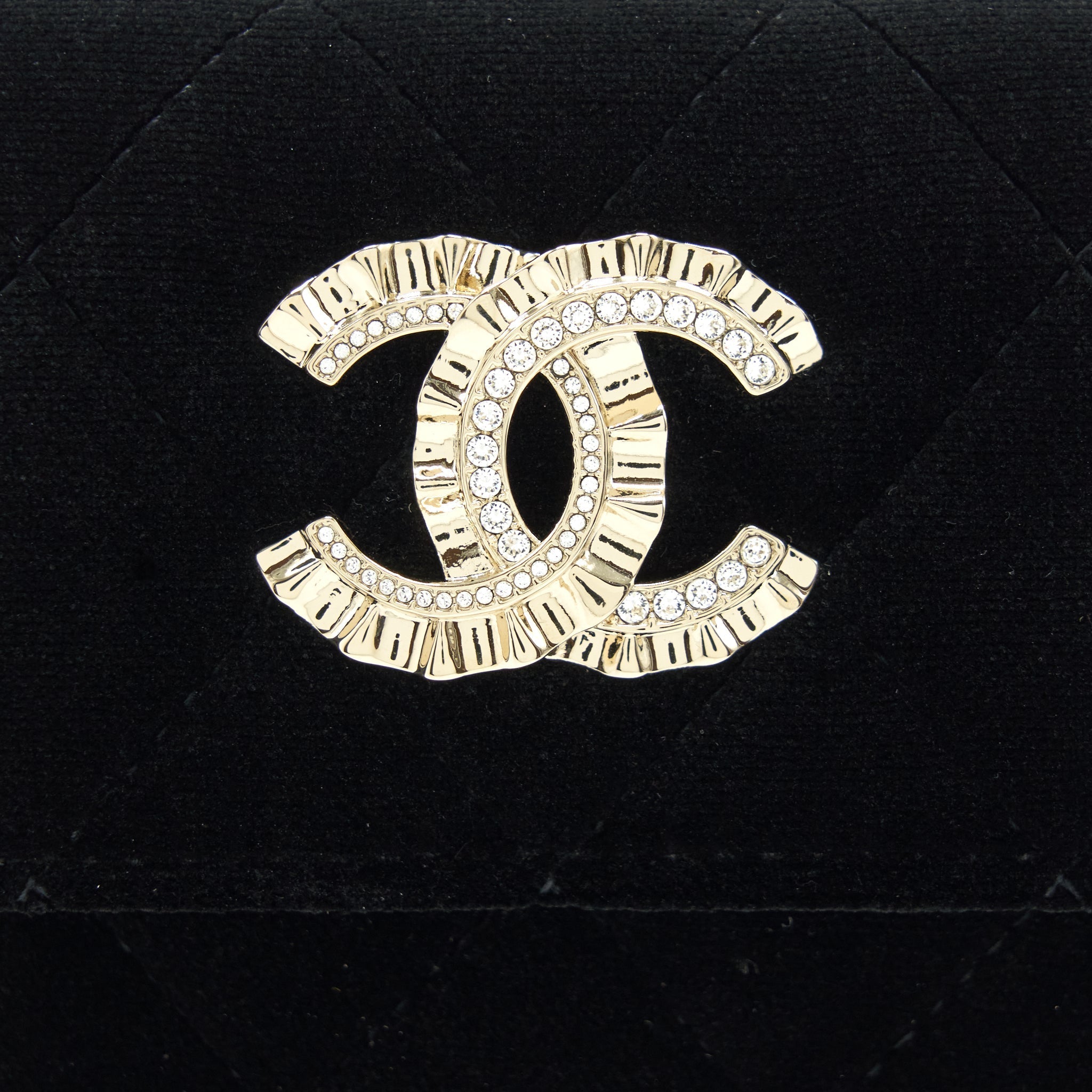 Chanel Small Flap Wallet Velvet Black L