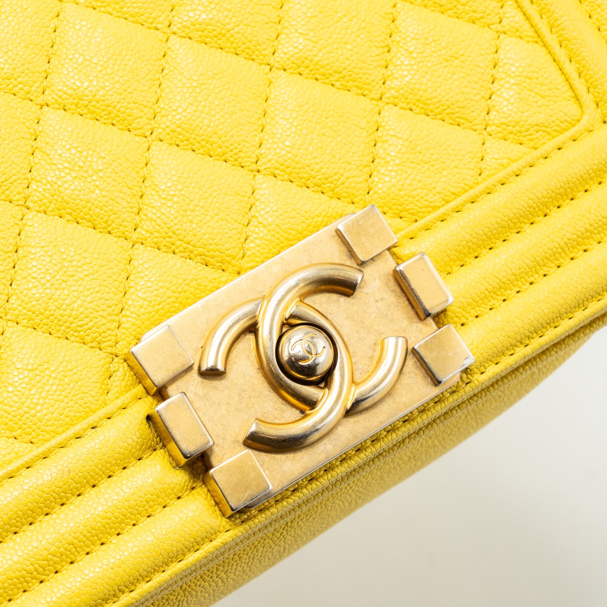 Chanel Small Boy Bag Grain Calfskin Yellow