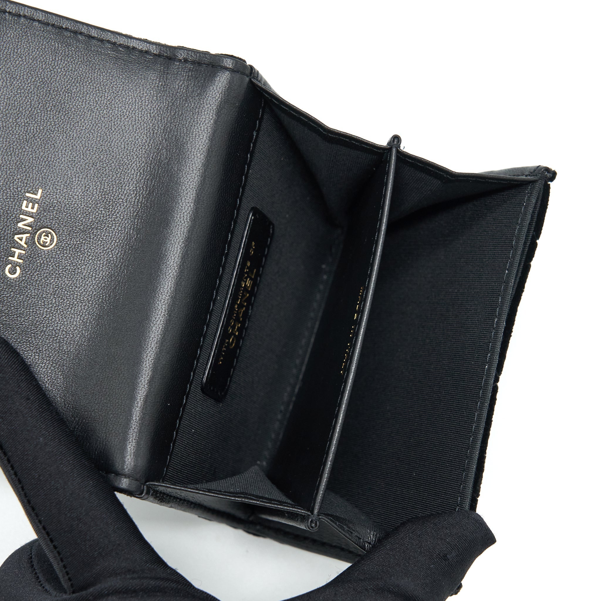 Chanel Small Flap Wallet Velvet Black L