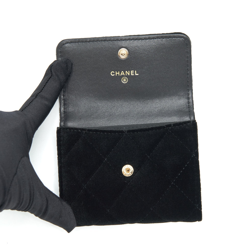 Chanel Small Flap Wallet Velvet Black L