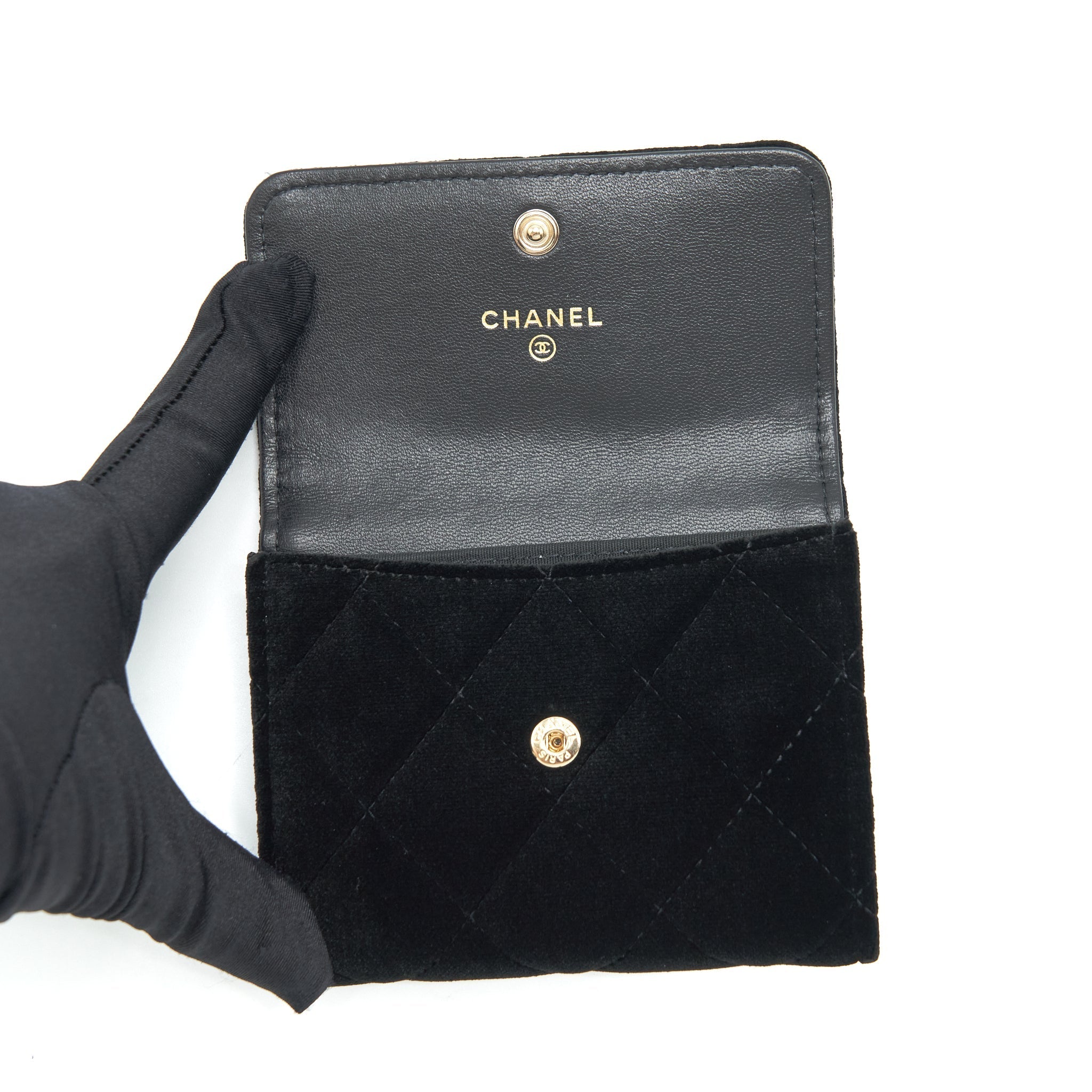 Chanel Small Flap Wallet Velvet Black L
