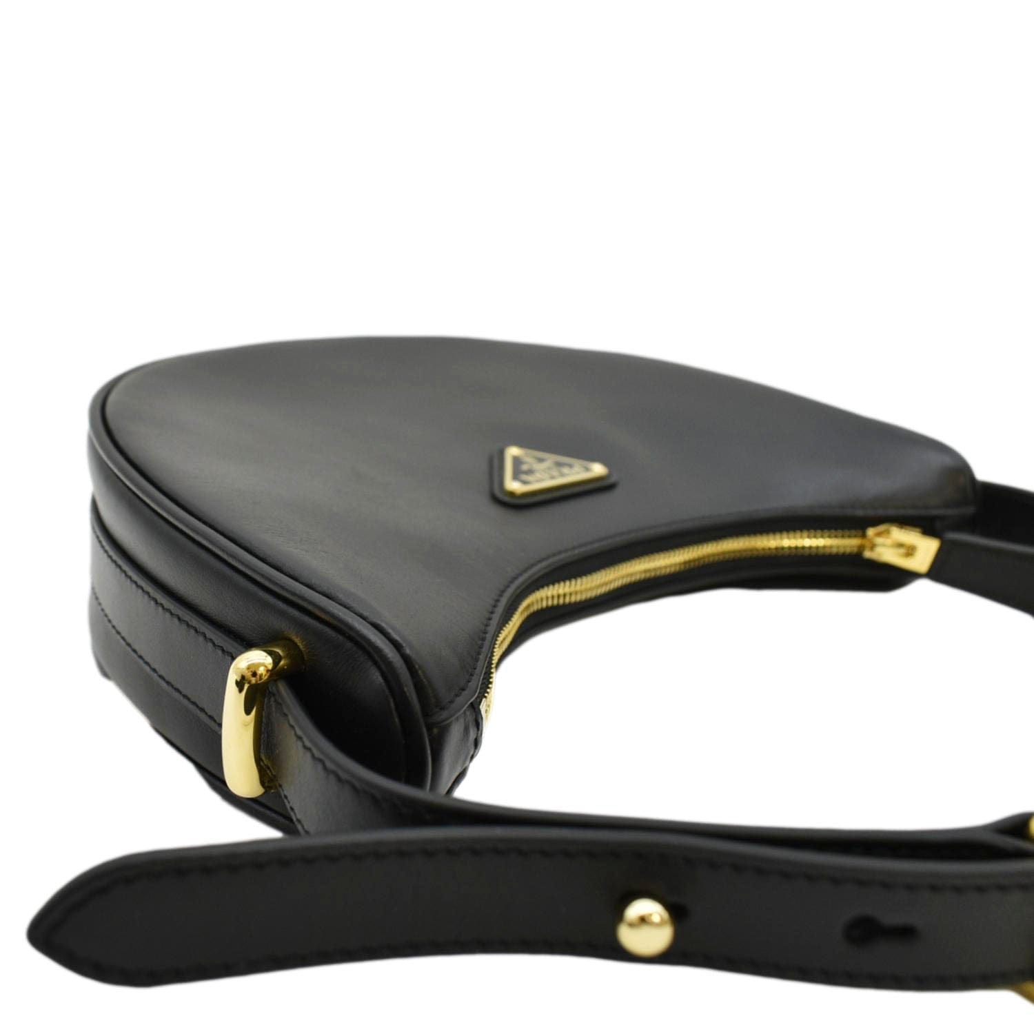 PRADA Arque Leather Shoulder Bag Black