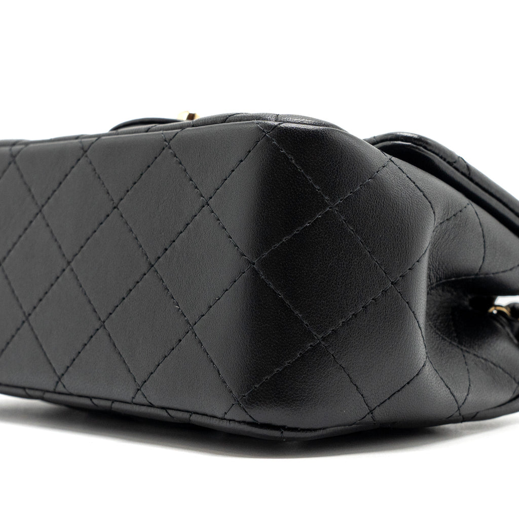 Chanel Mini Square Flap Bag Lambskin Black  (Microchip)