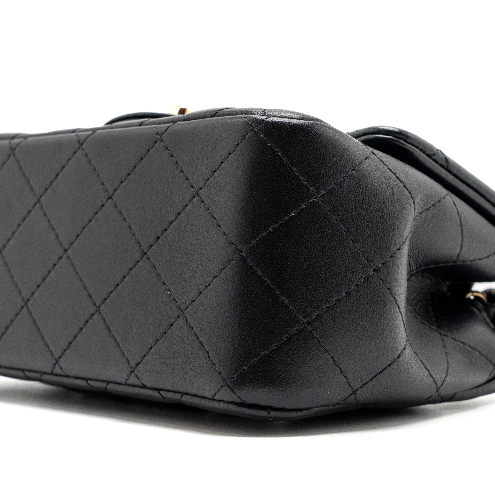 Chanel Mini Square Flap Bag Lambskin Black  (Microchip)