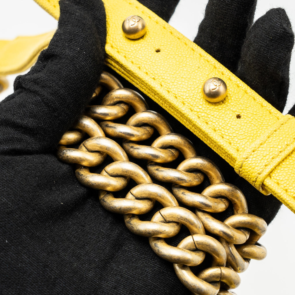 Chanel Small Boy Bag Grain Calfskin Yellow