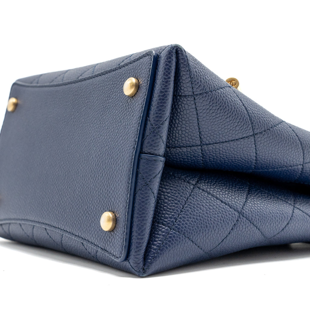 Chanel Top Handle Drawstring Bucket Bag Caviar Navy