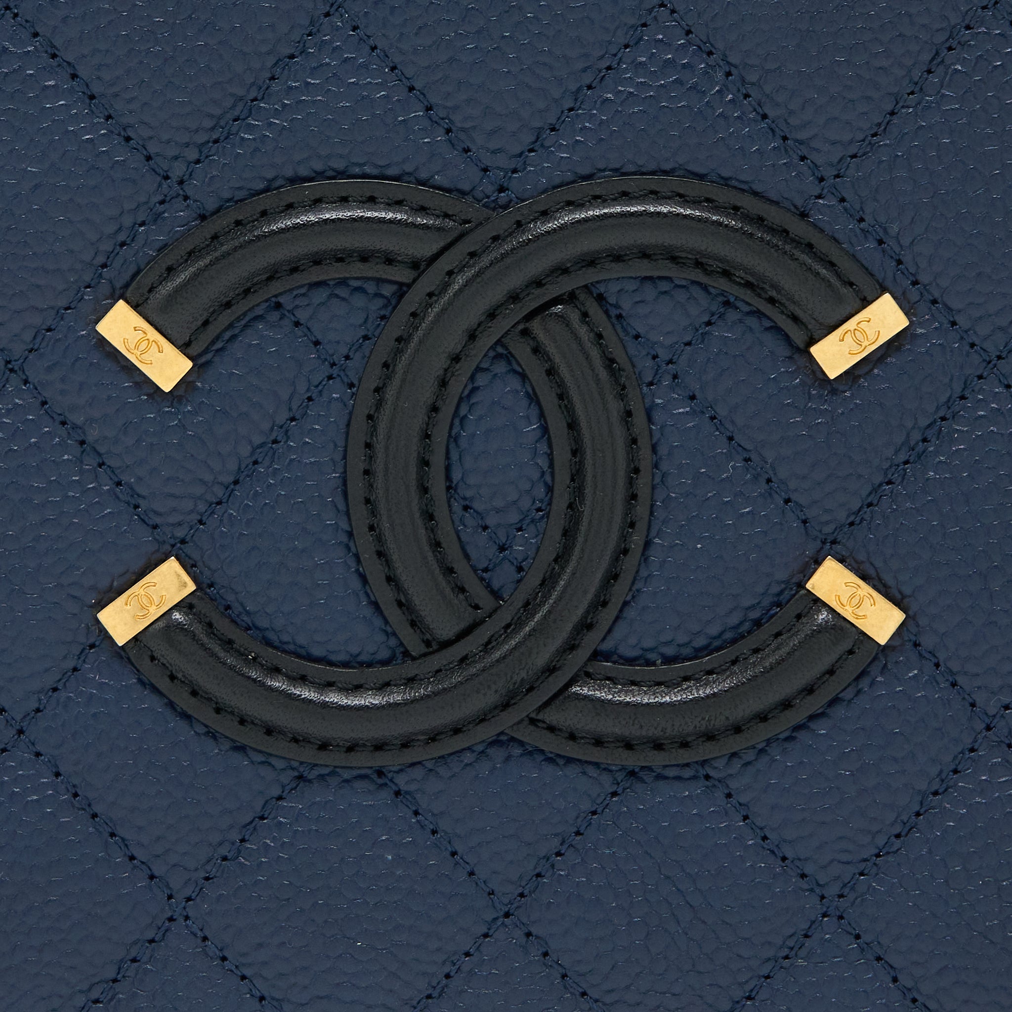 Chanel Medium Filigree Vanity Camera Bag Caviar Blue/Black