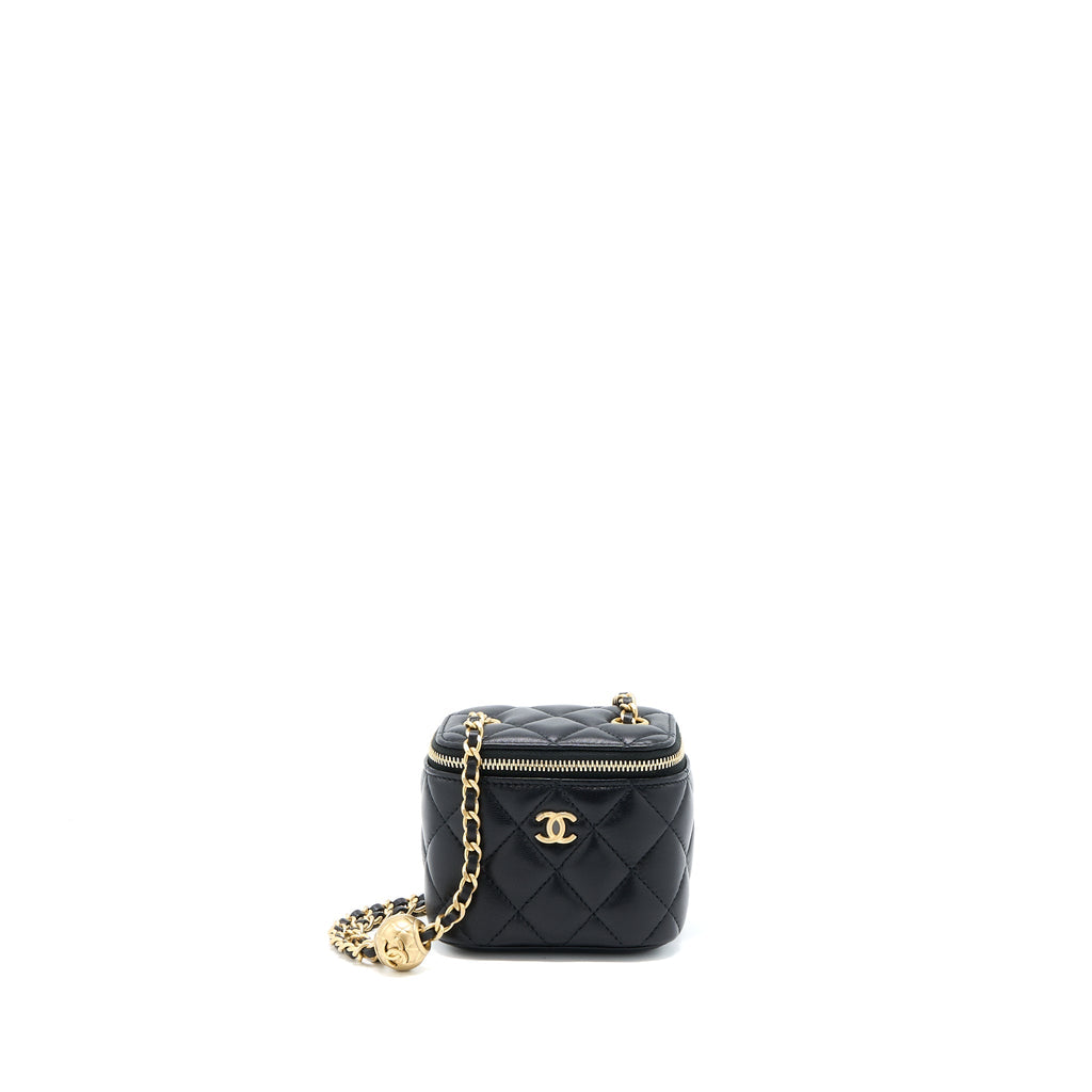 Chanel Pearl Crush Mini Vanity Case Lambskin Black L
