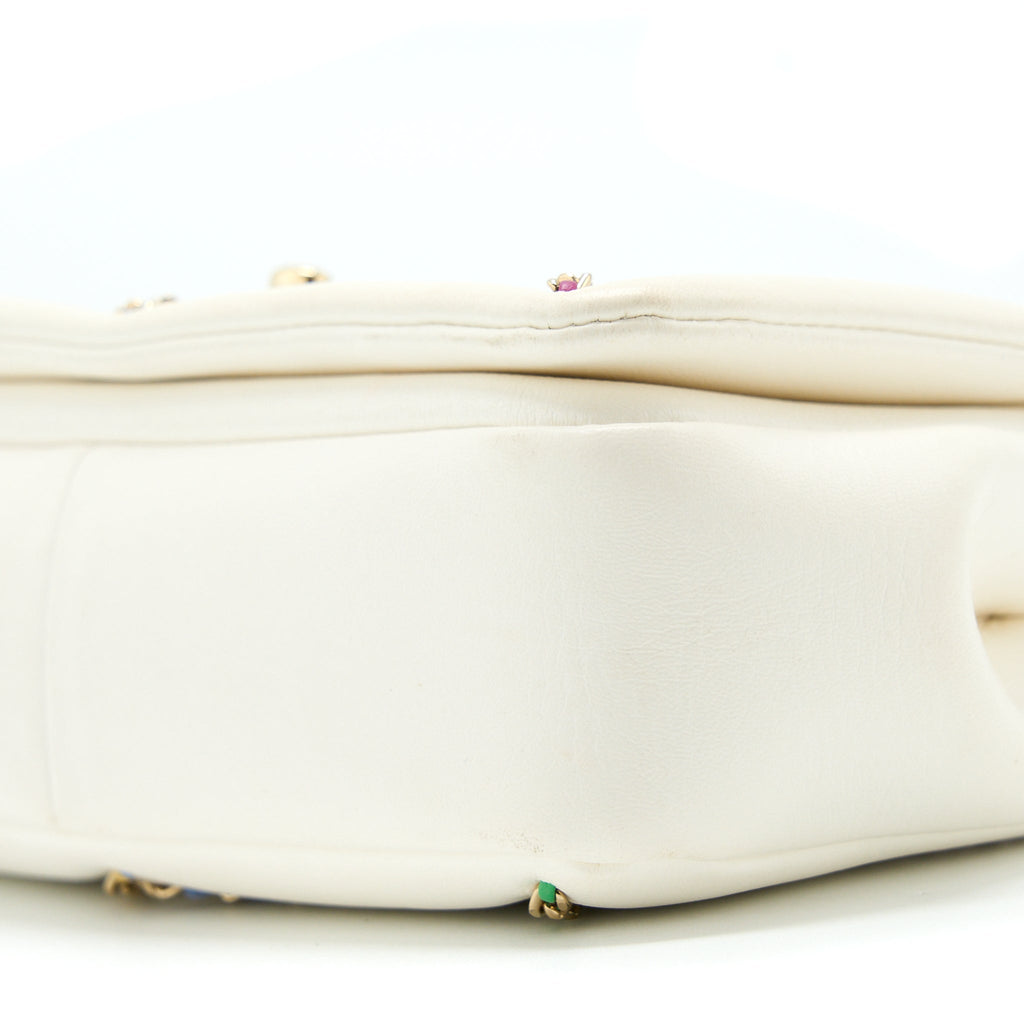 Chanel Small Flap Bag Lambskin White/Multicolor L