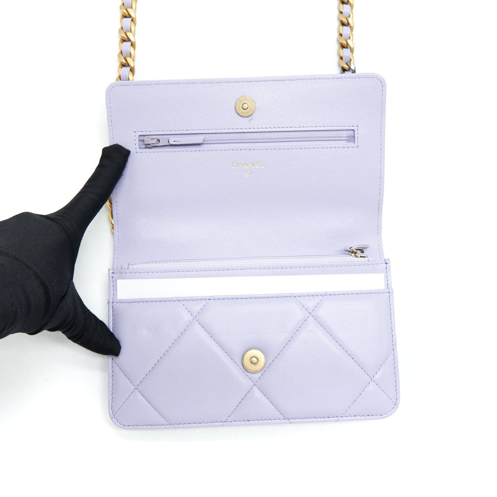 Chanel 19 Wallet On Chain Lambskin Light Purple