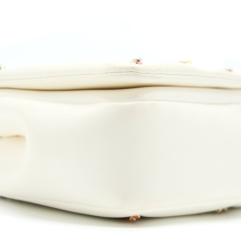 Chanel Small Flap Bag Lambskin White/Multicolor L