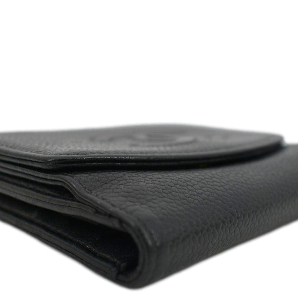 CHANEL Timeless CC Flap Caviar Leather Wallet Black