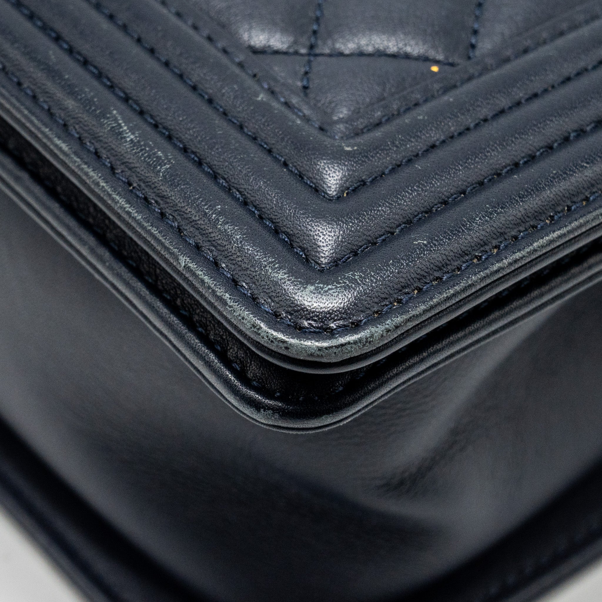 CHANEL Medium Boy Bag Calfskin Navy