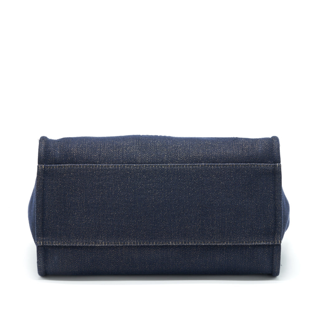 Chanel Deauville Tote Bag Denim Dark Blue/Gold
